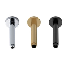 Load image into Gallery viewer, Nuie Round Ceiling Mounted Shower Arm - 150mm, Brushed Brass, Matt Black, Polished Chrome
