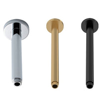 Load image into Gallery viewer, Nuie Round Ceiling Mounted Shower Arm - 300mm, Brushed Brass, Matt Black, Polished Chrome

