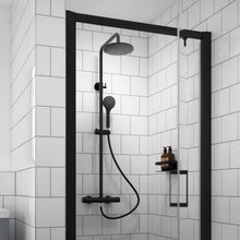 Load image into Gallery viewer, Nuie Round Thermostatic Valve &amp; Shower Riser Kit - 1245mm, Brushed Brass, Matt Black, Polished Chrome
