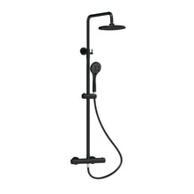 Load image into Gallery viewer, Nuie Round Thermostatic Valve &amp; Shower Riser Kit - 1245mm, Matt Black
