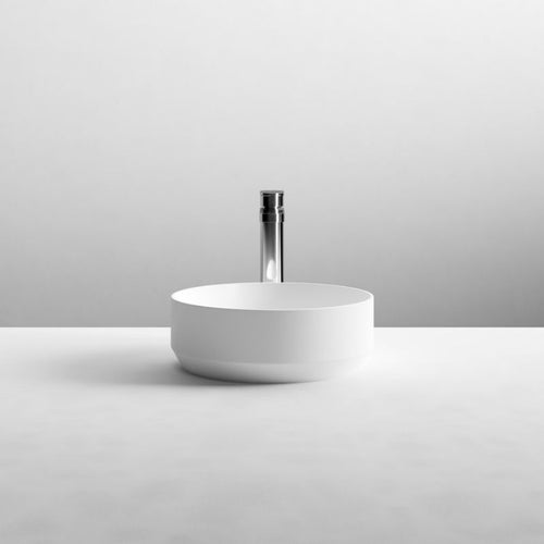 Nuie Round Vessel Ceramic Bathroom Basin - 350x350mm, Matt White