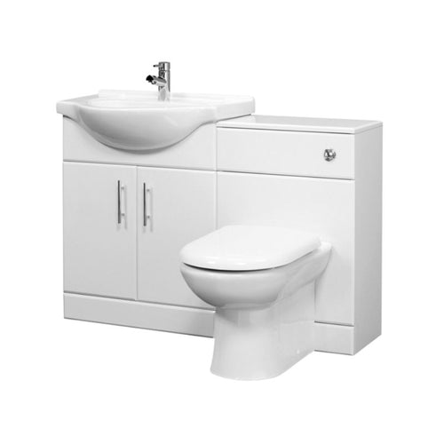 Nuie Saturn Combination Furniture Pack, With Basin, Cistern, WC Pan & Soft Close Seat