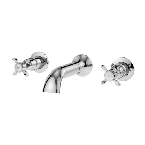 Nuie Selby Crosshead Wall-Mounted Bath Filler, Bath Mixer Tap