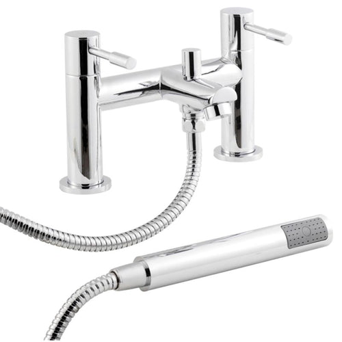 Nuie Series 2 Deck Mounted 2-Hole Bath Shower Mixer, Lever Bath Shower Tap Mixer