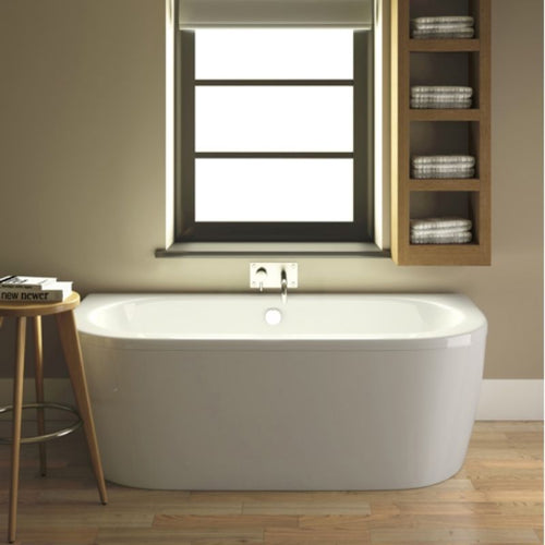 Nuie Shingle Acrylic Bath, Back-To-Wall Bath With Panel, Polished White - 1700x750mm