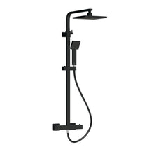 Load image into Gallery viewer, Nuie Square Thermostatic Shower Valve &amp; Shower Riser Kit - 1200mm, Matt Black
