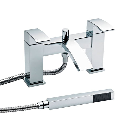 Nuie Vibe Deck Mounted 2-Hole Bath Shower Mixer, Lever Tap Mixer