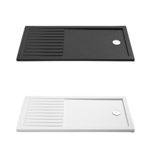 Nuie Walk In Shower Tray - W 800mm Grey Slate Shower Tray Gloss White shower Tray