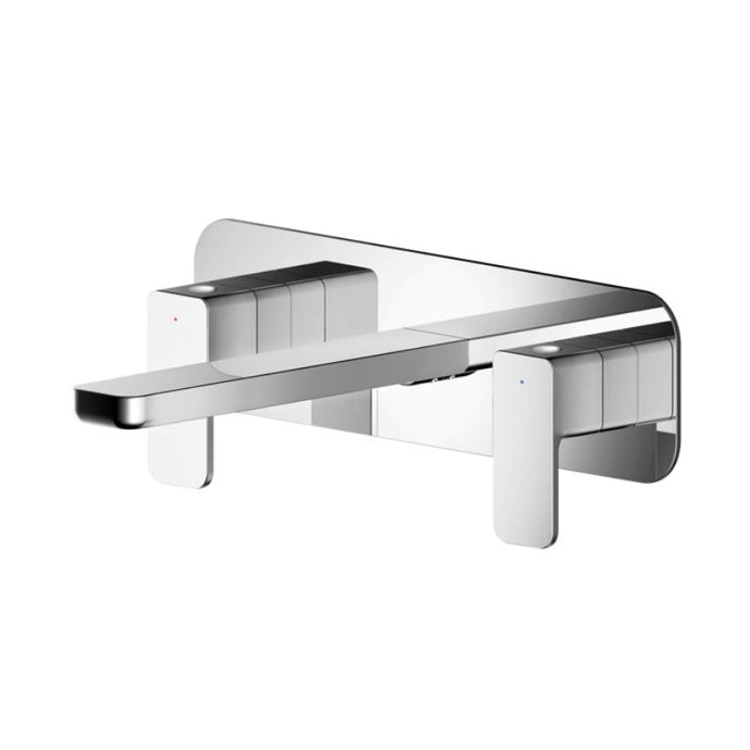 Nuie Windon 3TH Bathroom Basin Tap Mixer, Wall-Mounted Basin Mixer With Plate