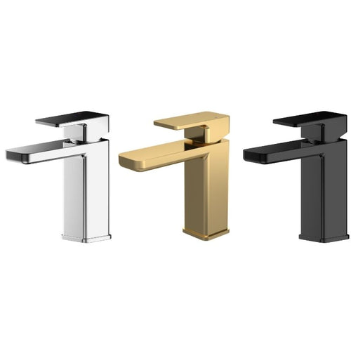 Nuie Windon Bathroom Basin Mono Tap Mixer, With Push Button Waste WIN805 Brushed Brass WIN405 Matt Black WIN305 Polished Chrome