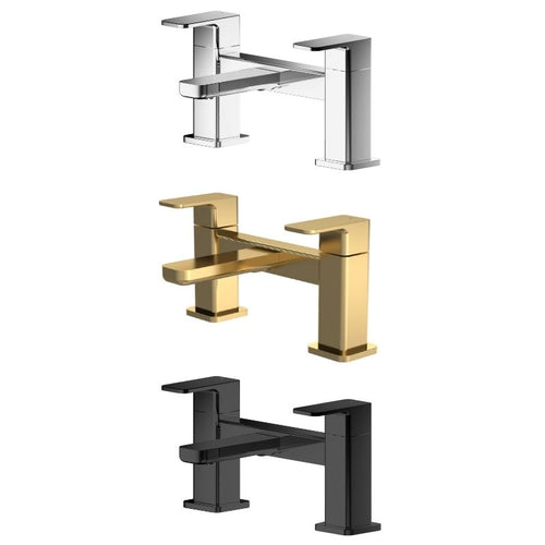 Nuie Windon Deck Mounted 2-Hole Bath Filler, Lever Tap Mixer WIN803 Brushed Brass WIN403 Matt Black WIN303 Polished Chrome