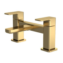 Load image into Gallery viewer, Nuie Windon Deck Mounted 2-Hole Bath Filler, Lever Tap Mixer WIN803 Brushed Brass
