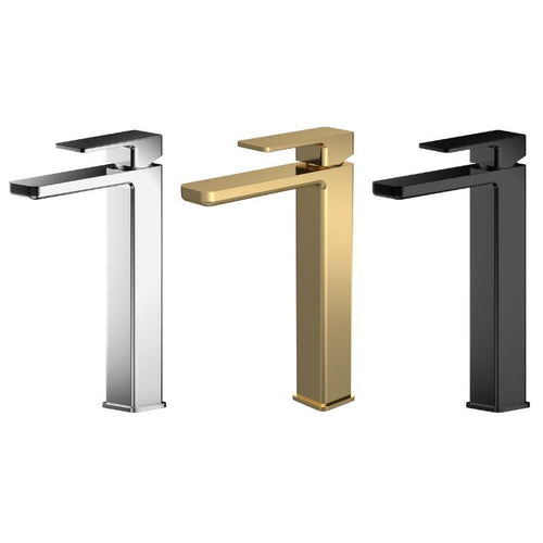Nuie Windon High Rise Bathroom Basin Mono Tap Mixer, Tall Spout & Lever WIN370 Polished Chrome WIN470 Matt Black WIN870 Brushed Brass