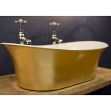 Load image into Gallery viewer, Hurlingham Cast Iron Basin, Bateau Bathroom Wash Basin, Hand Gilded Finish - 620x215mm
