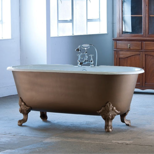 Arroll Cheverney Cast Iron Freestanding Bath, Painted Roll Top Cast Iron Boat Bath With Feet - 1850x770mm