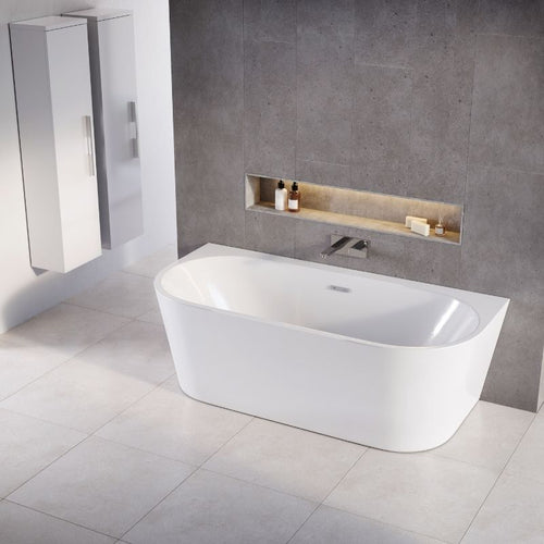 Tissino Angelo D Shaped Twin Skinned Double Ended Acrylic Bath, Polished White - 1700x800mm TAN-310