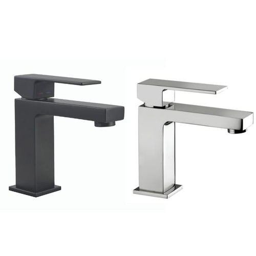 Tissino Elvo Basin Mono Tap Mixer, Straight Spout & Lever, Matt Black Or Polished Chrome TEV-101 TEV-101-MN