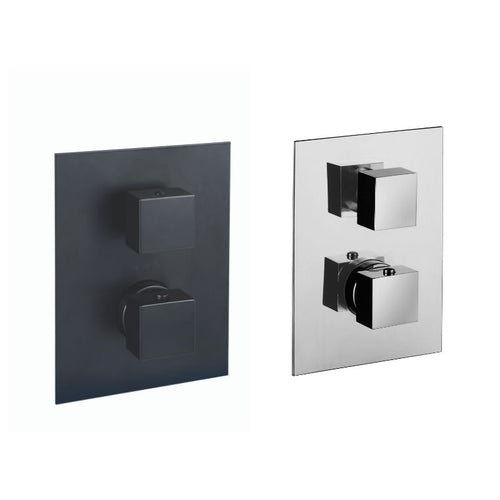 Tissino Elvo Dual Handle Square Thermostatic Shower Valve, 3 Outlets TEV-203-MN TEV-203-CP