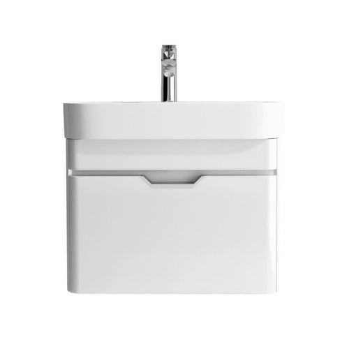 Tissino Loretto 57cm Basin & Drawer Vanity Unit, Gloss White Finish - 490x480mm TLT-401