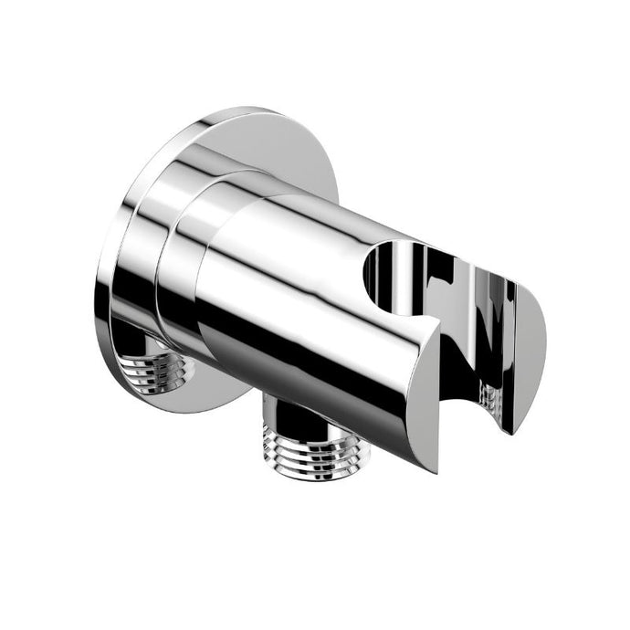 Tissino Mario Round Wall Mounted Shower Outlet Elbow With Handset Holder, Polished Chrome TMA-301 TMA-302