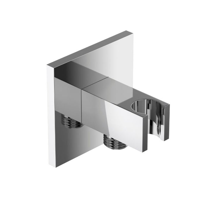 Tissino Mario Square Wall Mounted Shower Outlet Elbow With Handset Holder, Polished Chrome TMA-304 TMA-305