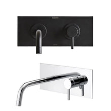 Load image into Gallery viewer, Tissino Parina Concealed Basin Tap Mixer, Wall-Mounted Curved Spout &amp; Lever, Matt Black Or Polished Chrome
