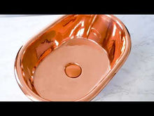 Load and play video in Gallery viewer, BC Designs Copper-Enamel Basin, Roll Top Copper-Enamel Bathroom Wash Basin - 530x345mm
